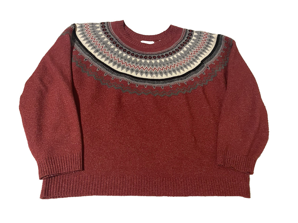 Weatherproof Womens Red Fair Isle Sweater Size XL Pullover Cottage Core Academia